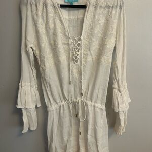 White Lace-Up Boho Dress